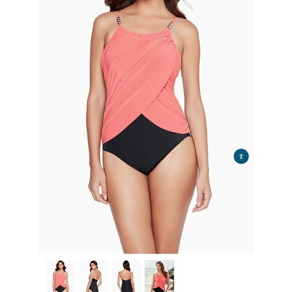 CORAL TROPICS BY APOLLO SWIMWEAR Cut Out One Piece Swim Suit - Picture 3 of 6